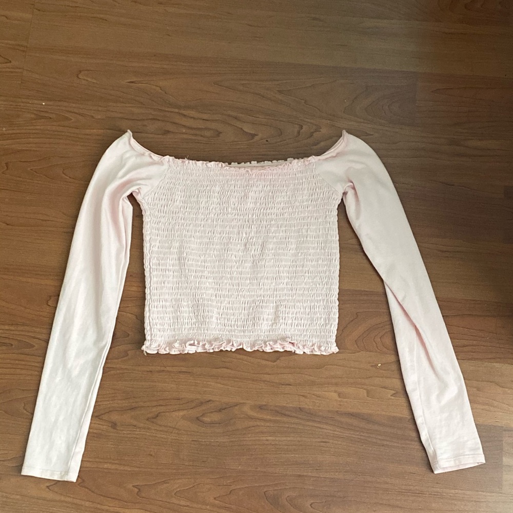 Hollister pink off the shoulder ribbed top